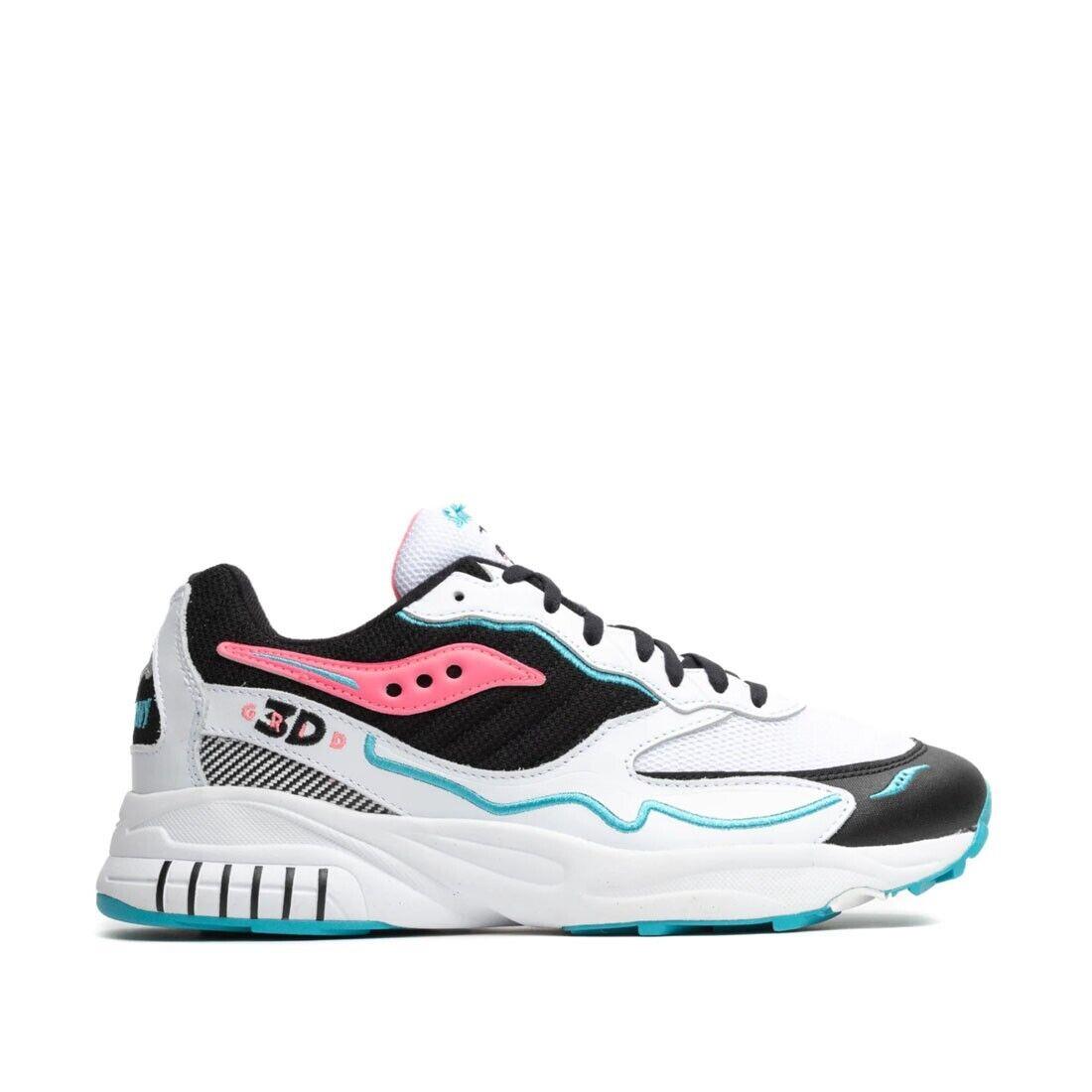 Saucony S70646-4 Men`s 3D Grid Hurricane in White/black/pink - Medium Width - White