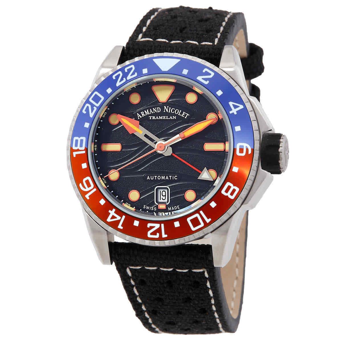 Armand Nicolet Jsh Gmt Automatic Black Dial Men`s Watch A487RGN-NO-P0640NC8