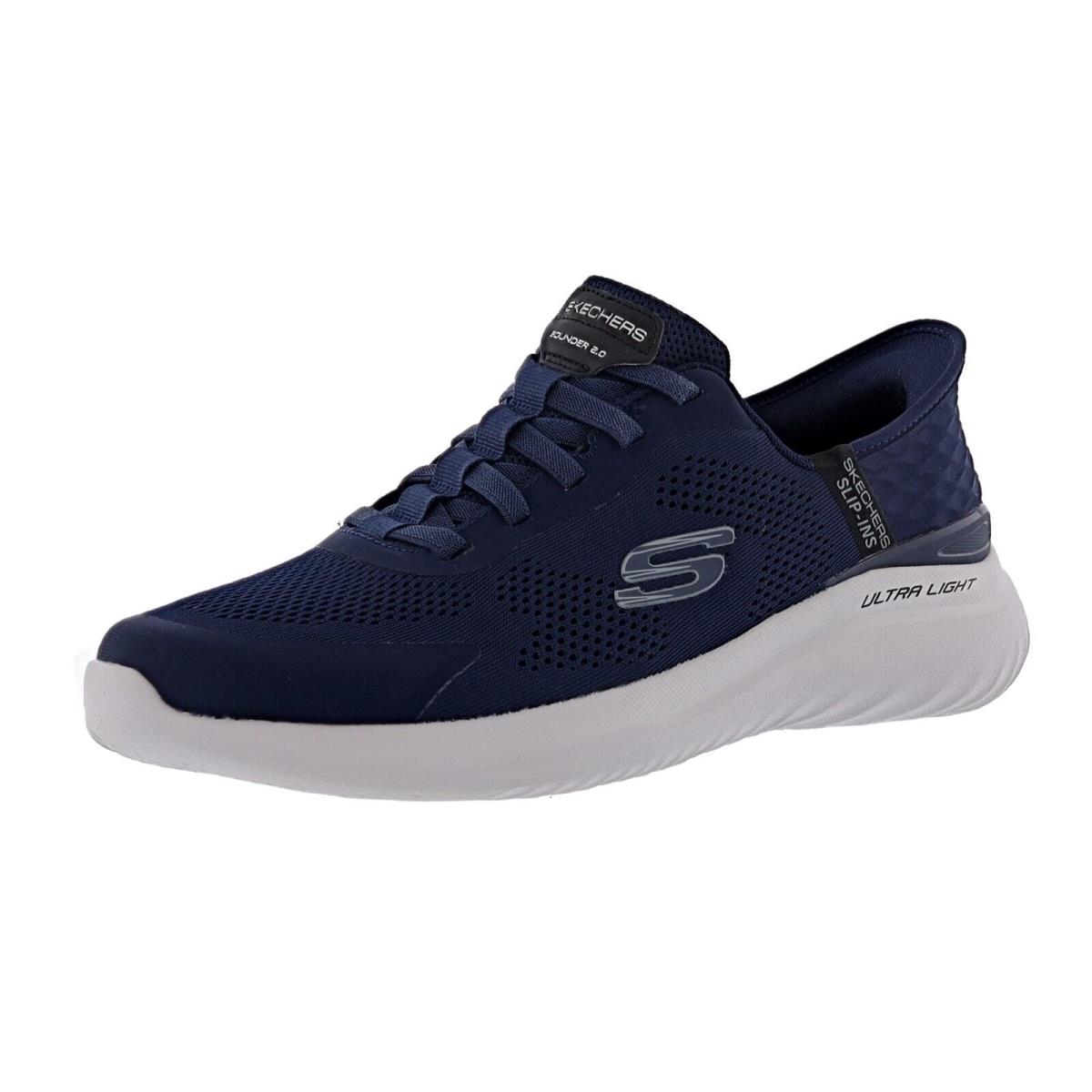 Skechers Men`s Slip-ins Bounder 2.0-EMERGED 232459W/NVY Wide Width Walking Shoes - NAVY