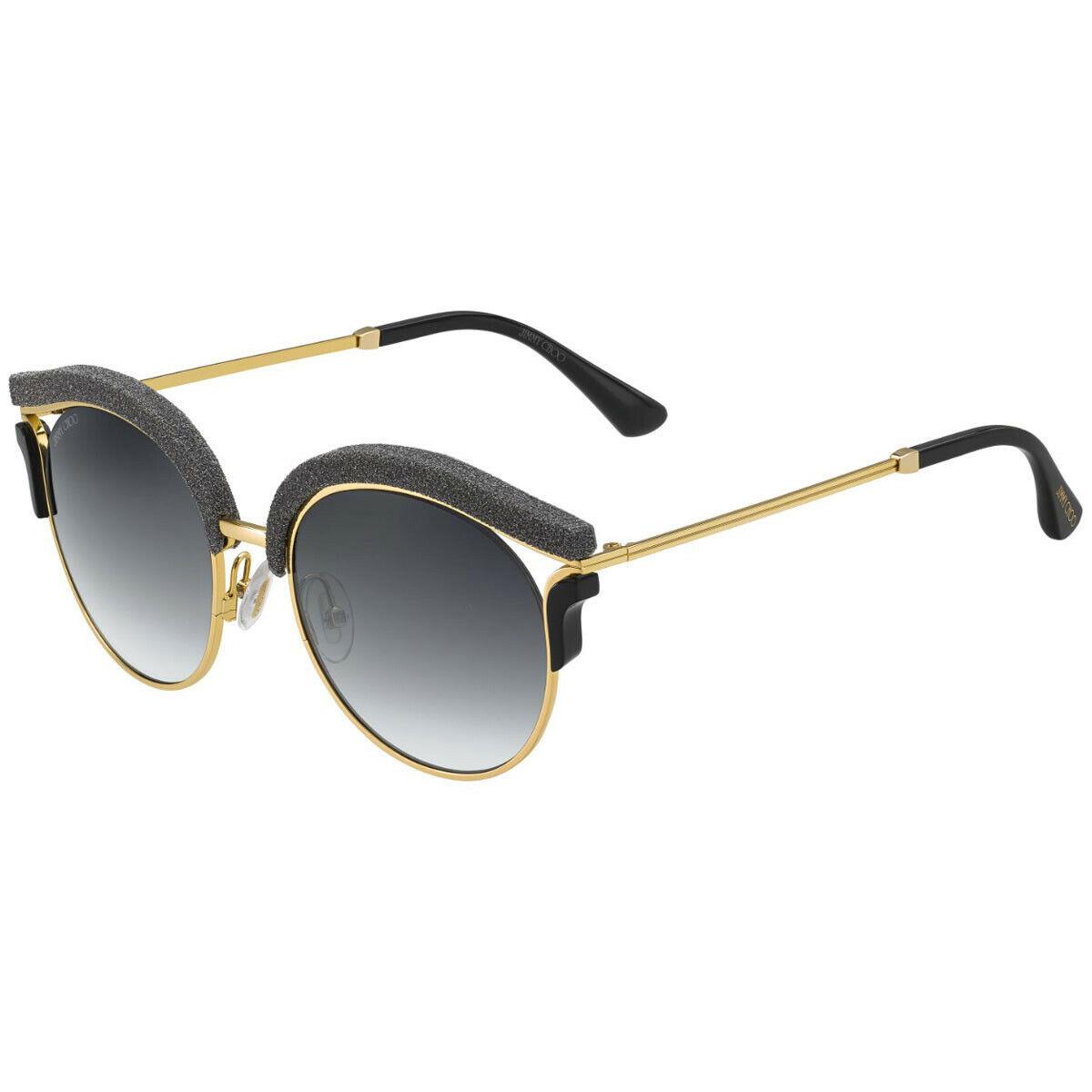 Jimmy Choo Lash Gold Grey Black Snake Leather Glitter Mirror Sunglasses 1R8LN