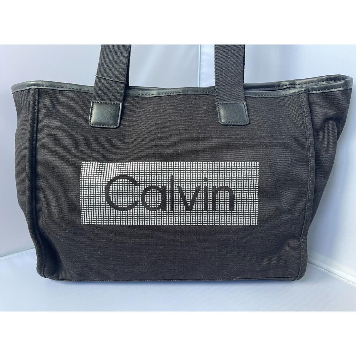 Calvin Klein Signature Canvas Black Large Tote Handbag H1JAGEL3