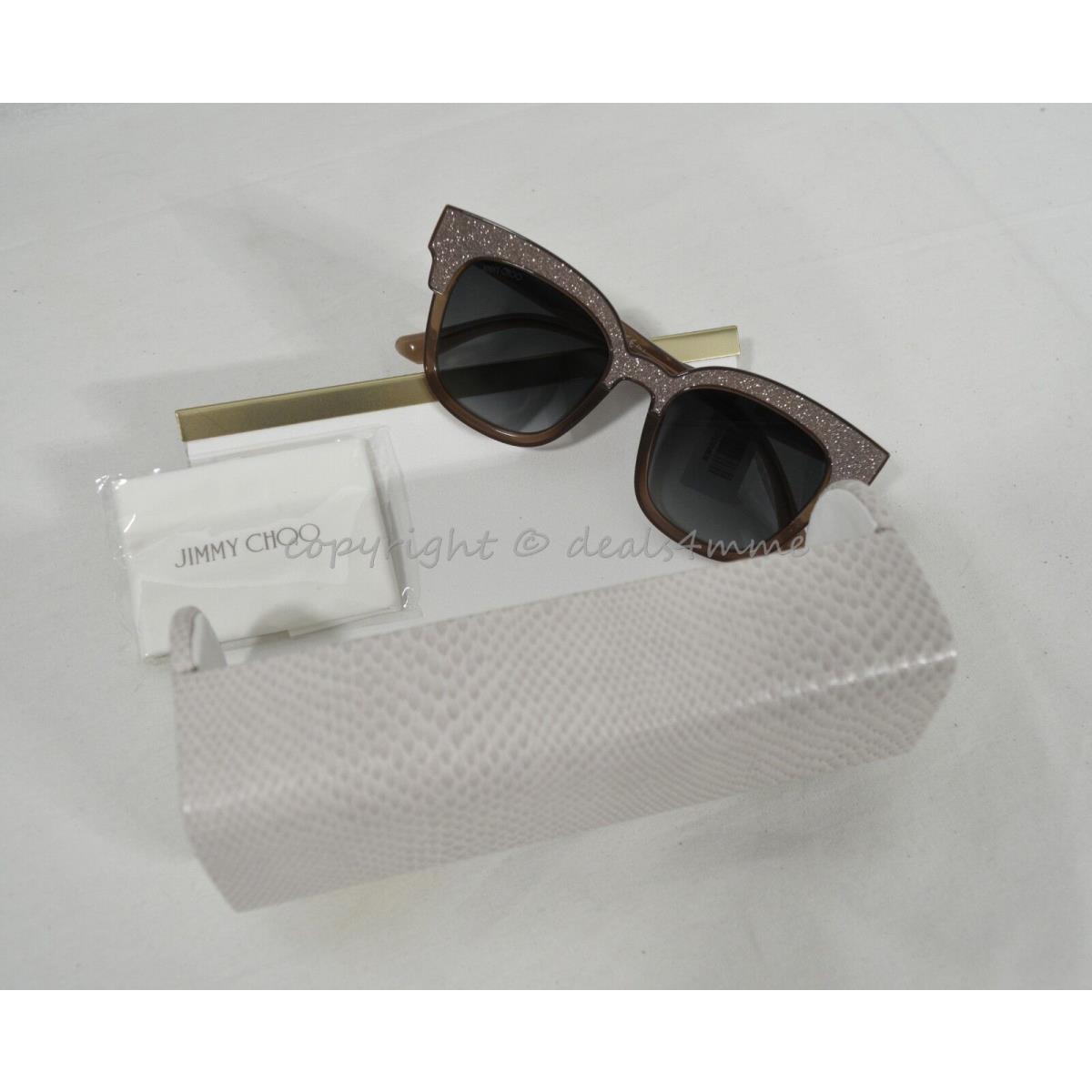 Jimmy Choo Mayela 18U VH Textured Square Glitter Frame Sunglasses Italy