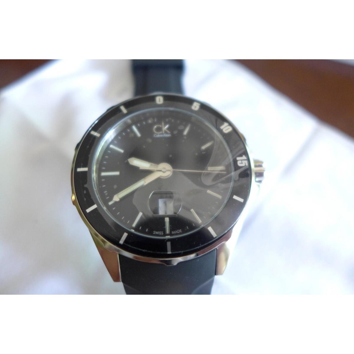 Calvin Klein Black Quartz Diving Watch on Rubber Strap Swiss Made Msrp: