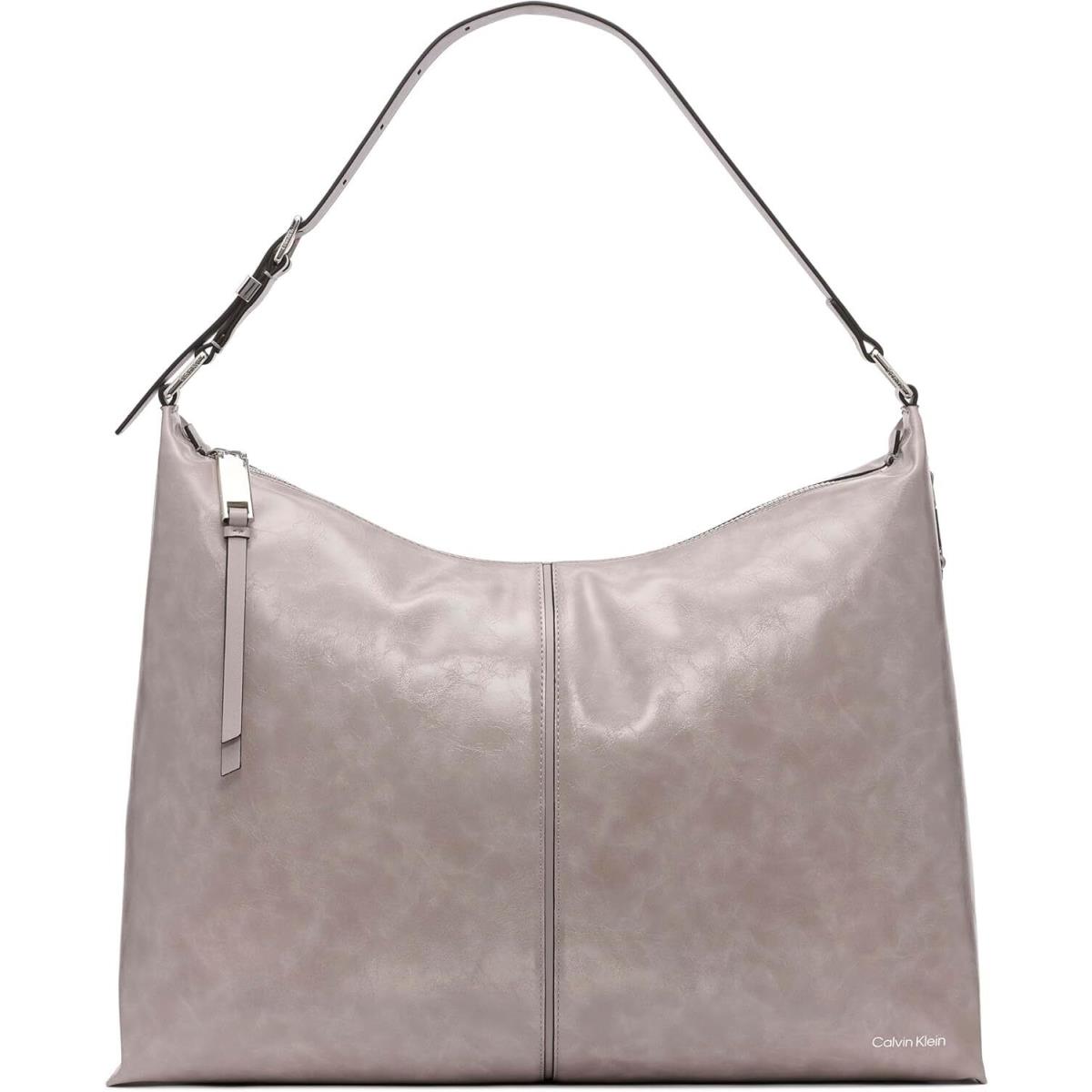 Calvin Klein Max Oversized Top Zip Hobo Shoulder Bag One Size Stone