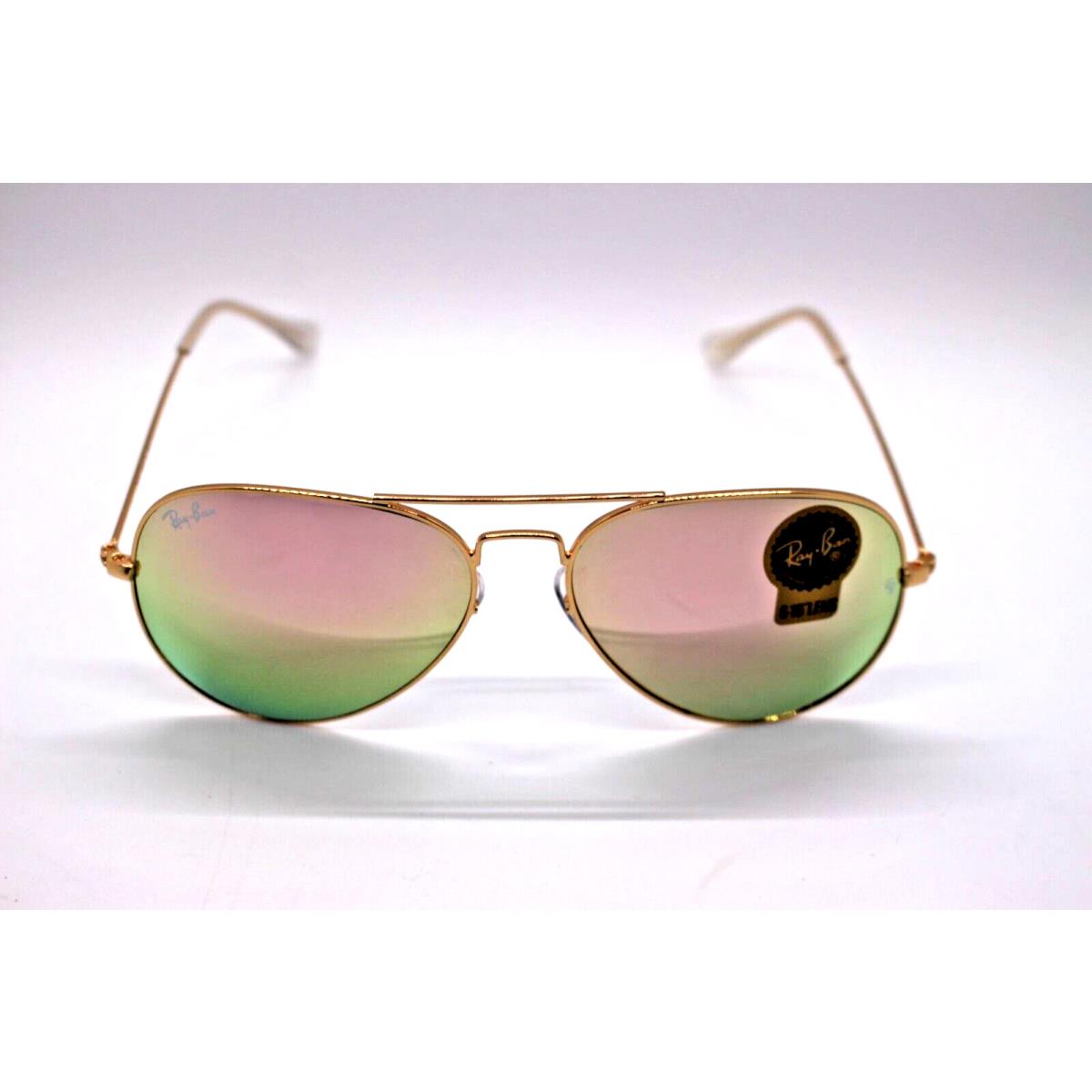 Ray-ban 3025 Aviator Sunglasses Gold 50-14-138 G-15 Lens Pink Green Mirror