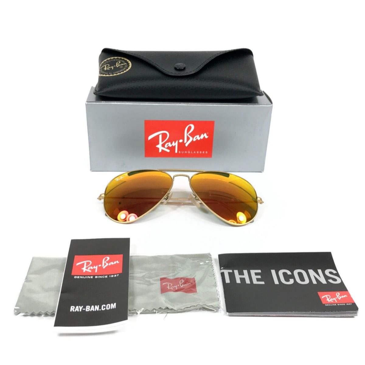 Ray-ban Sunglasses RB3025 Aviator Large Metal 112/4D Matte Arista w Orange Flash