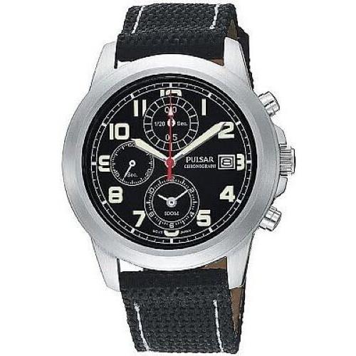 Pulsar Men`s PF8191 Chronograph Black Strap Watch