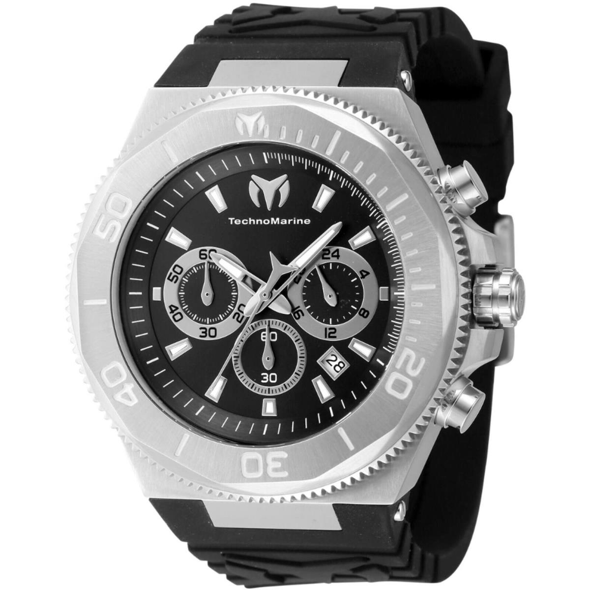 Technomarine Men`s Watch Manta Ocean Chronograph Black Silicone Strap TM-224012