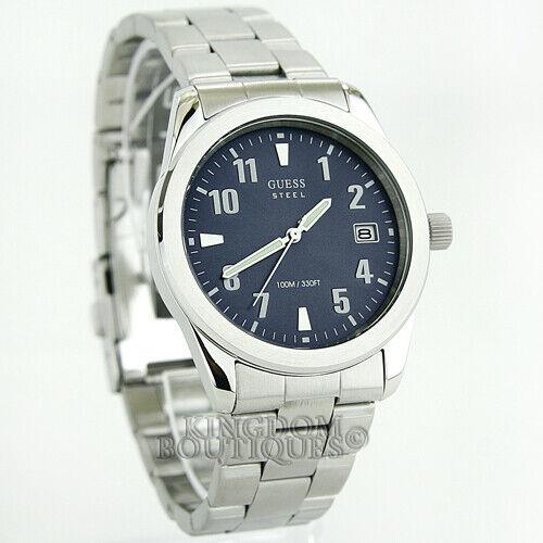 Guess Mens Watch Casual Steel Chain Date Display Montre W. Resistant 50M