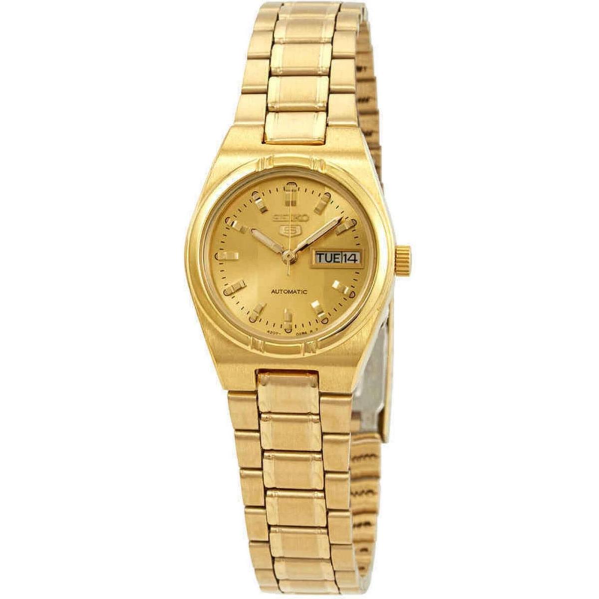 Seiko SYM600 Ladies Seiko 5 Automatic Gold Tone Stainless Steel Gold Dial Watch