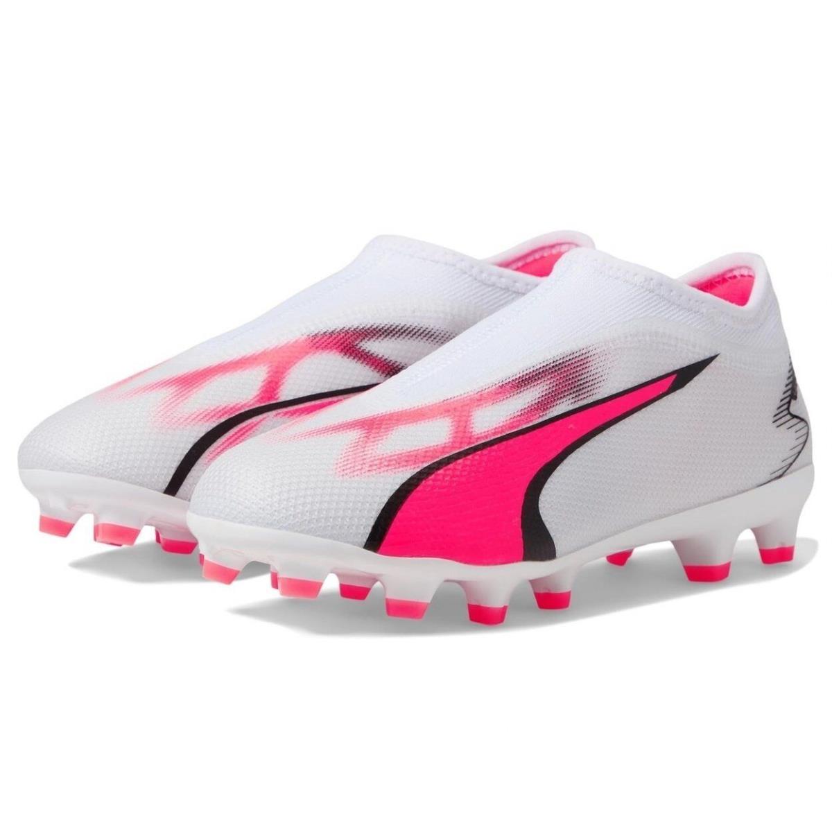 Puma Ultra Match Laceless Firm Ground/artificial Ground Toddler/little - Puma White-Puma Black-Fire Orchid