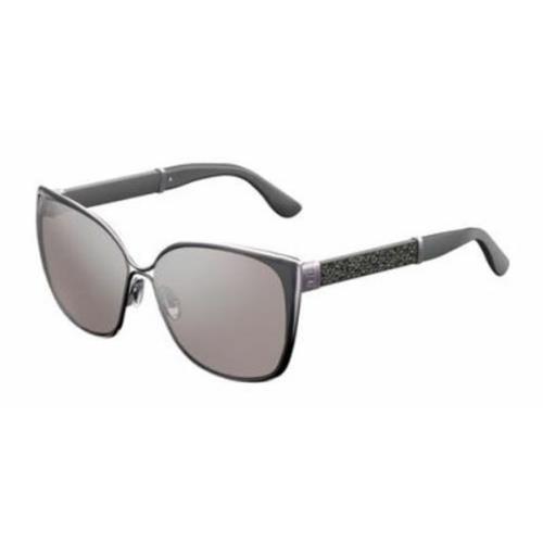 Jimmy Choo Matty/s Maty 1BOFU Silver Black Gray Mirrored Lens Sunglasses