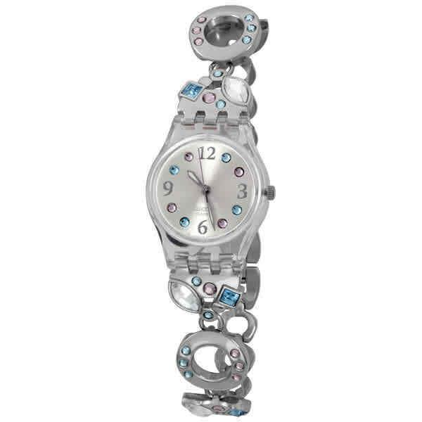 Swatch Originals Menthol Ladies Watch LK292G - Dial: Silver, Band: Silver-tone, Bezel: Clear