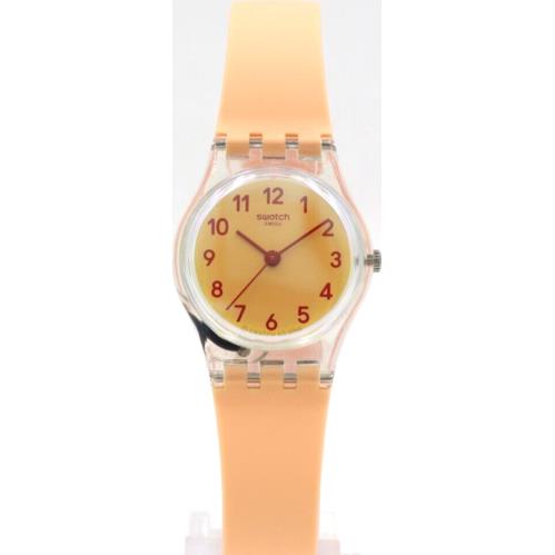 Swiss Swatch Casual Pink Petite Orange Silicone Women Watch 25mm LK395
