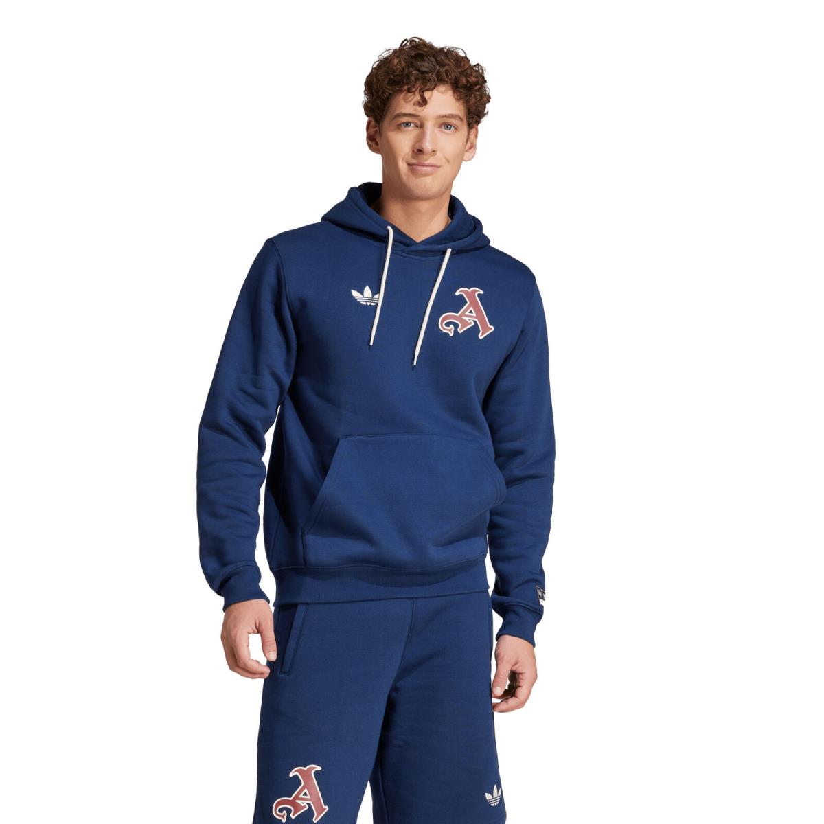 Men`s-adidas Originals Blue Arsenal Varsity Pack Pullover Hoodie