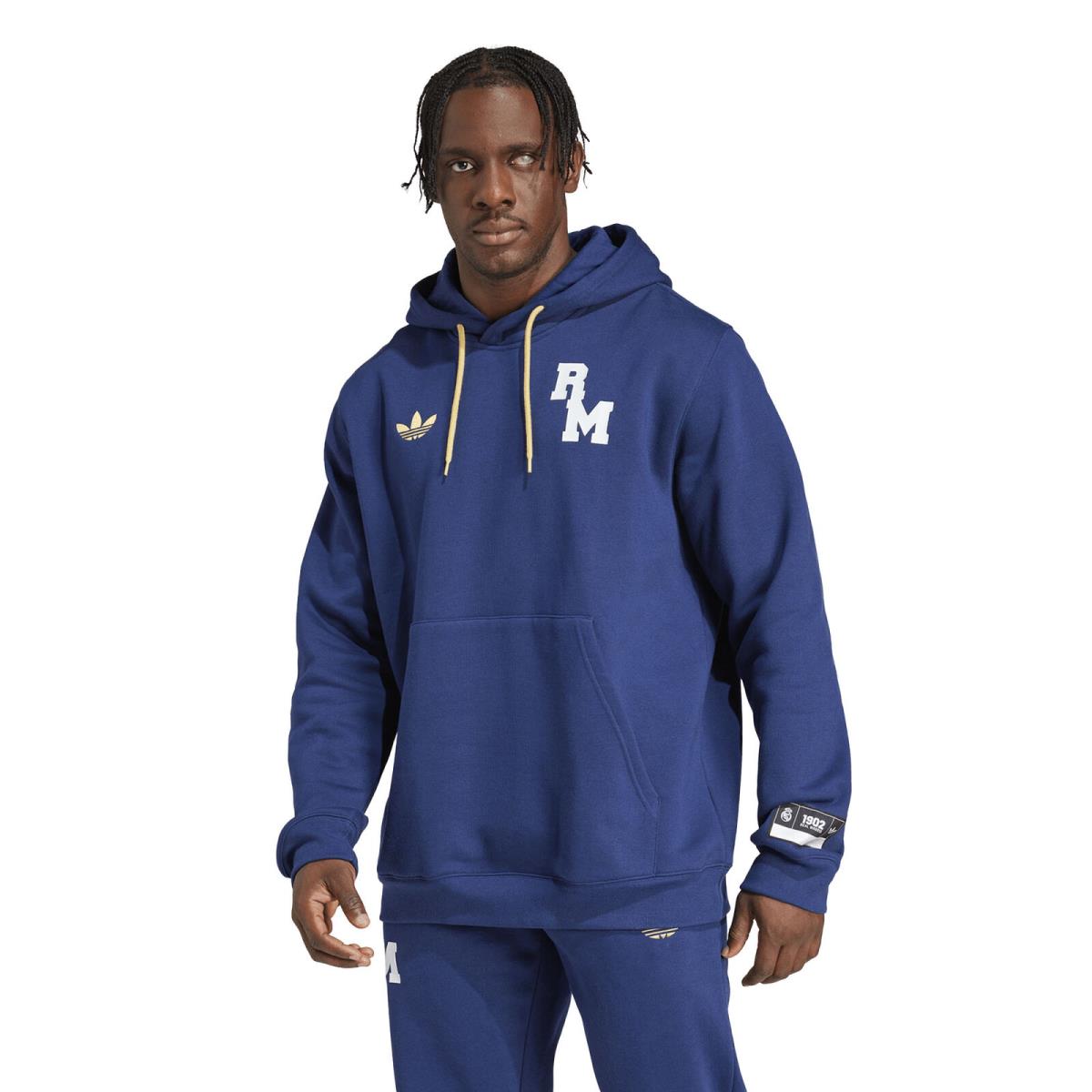 Men`s-adidas Originals Navy Real Madrid Varsity Pack Pullover Hoodie