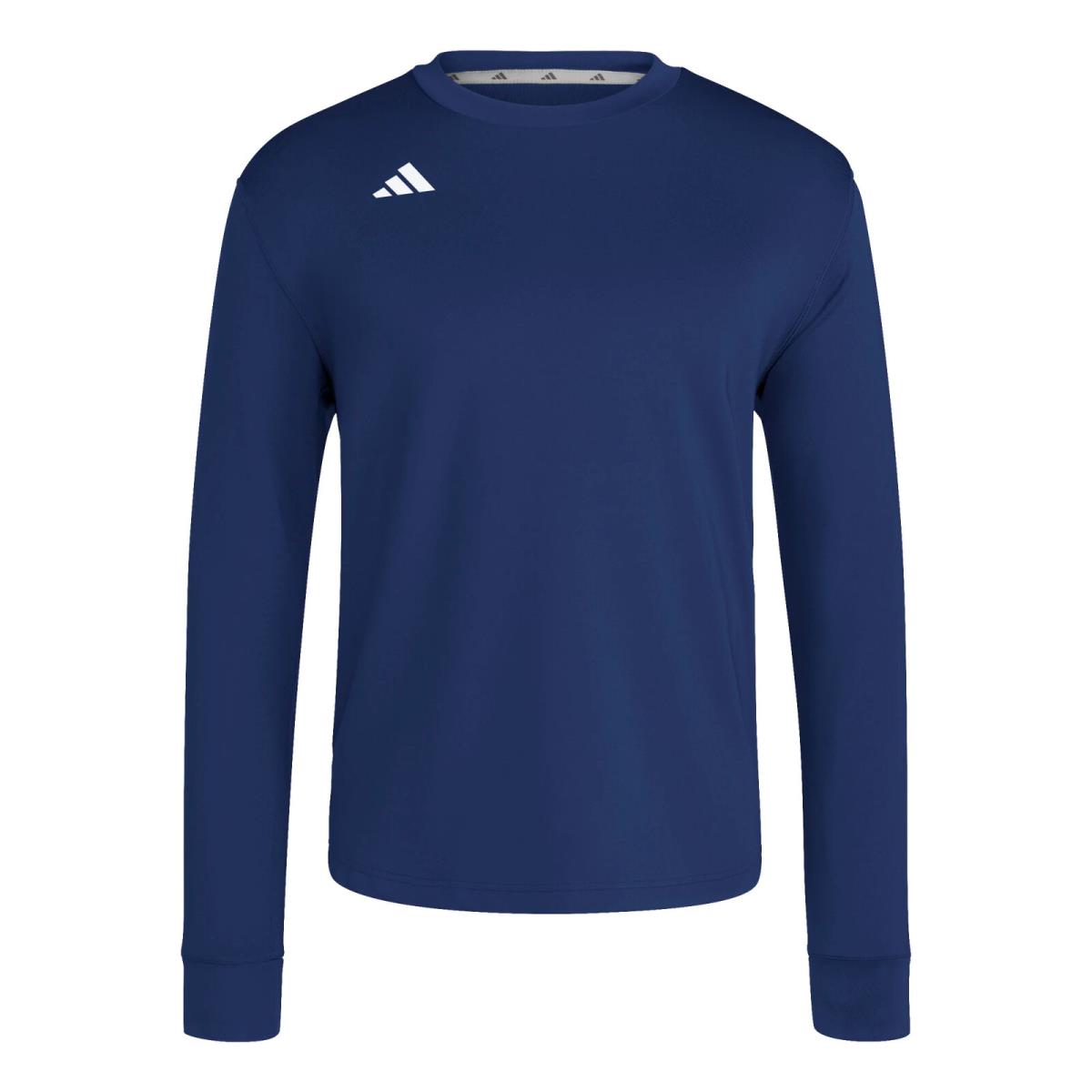 Adidas Men`s Dugout Performance Long Sleeve Crewneck Pullover - Navy Blue