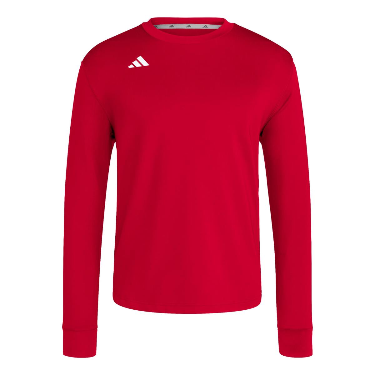 Adidas Men`s Dugout Performance Long Sleeve Crewneck Pullover - Power Red