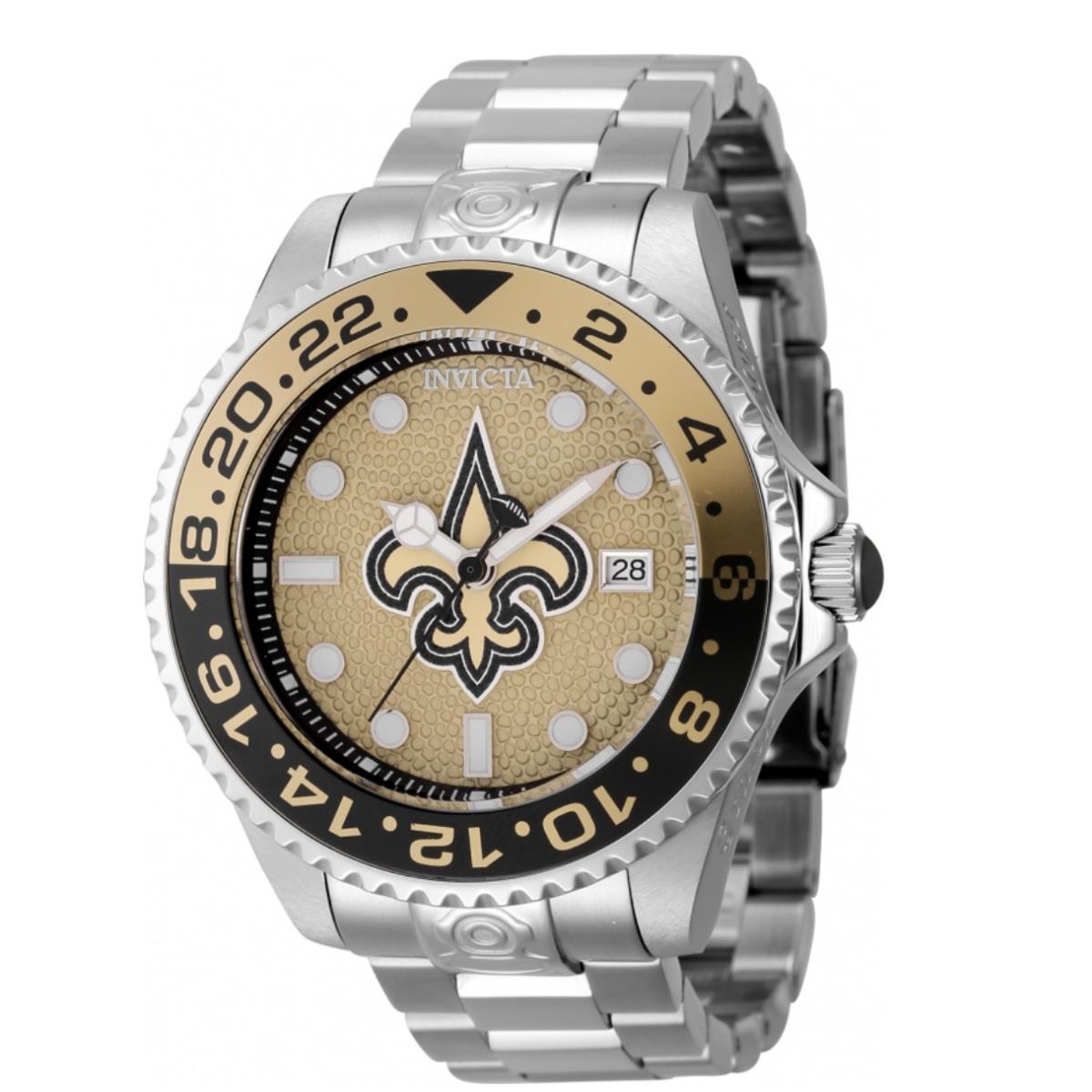 Invicta Nfl Orleans Saints Men`s 47mm Grand Diver Automatic Watch 45049