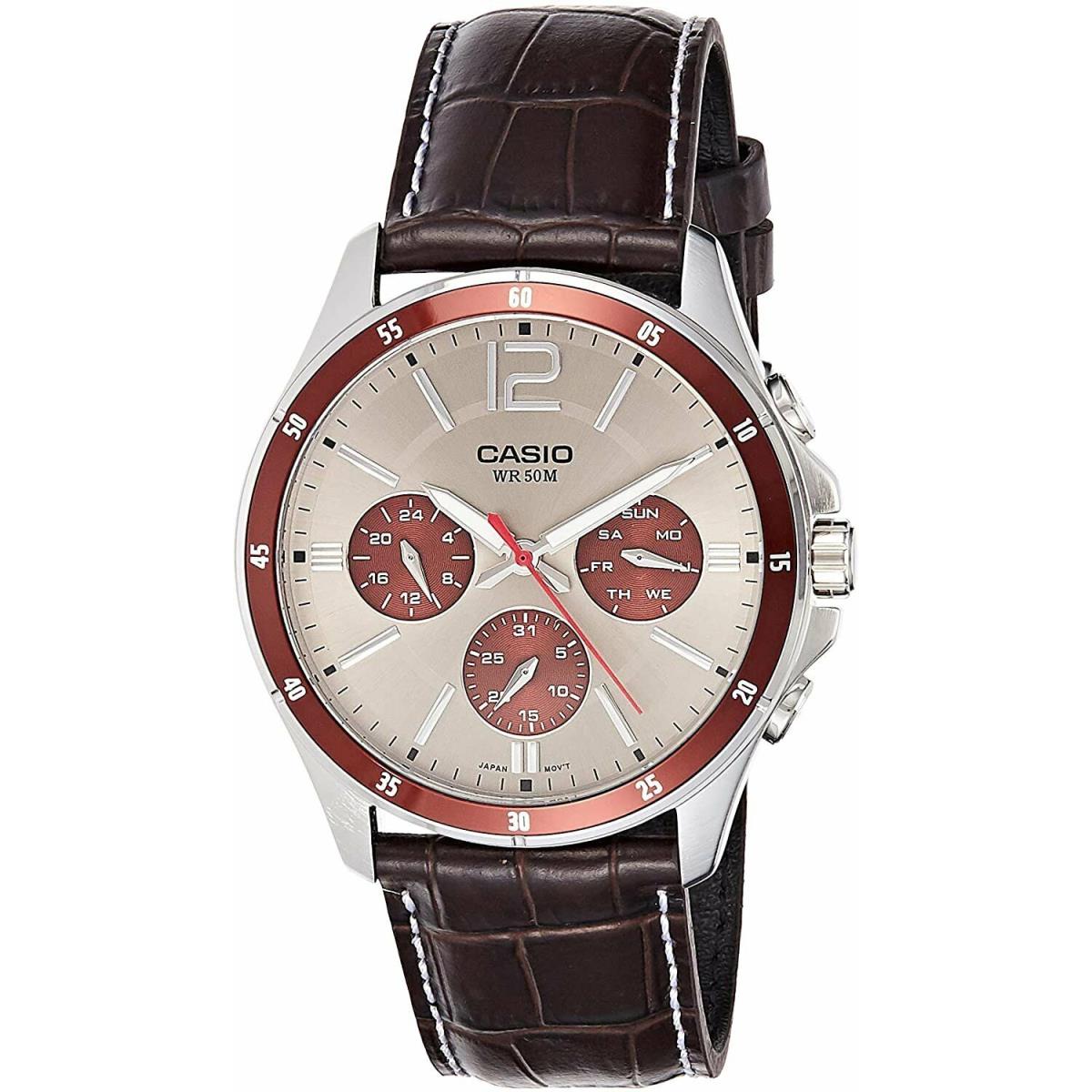 Casio Men Analog Classic Brown Leather Band Casual Watch MTP-1374L-7A1