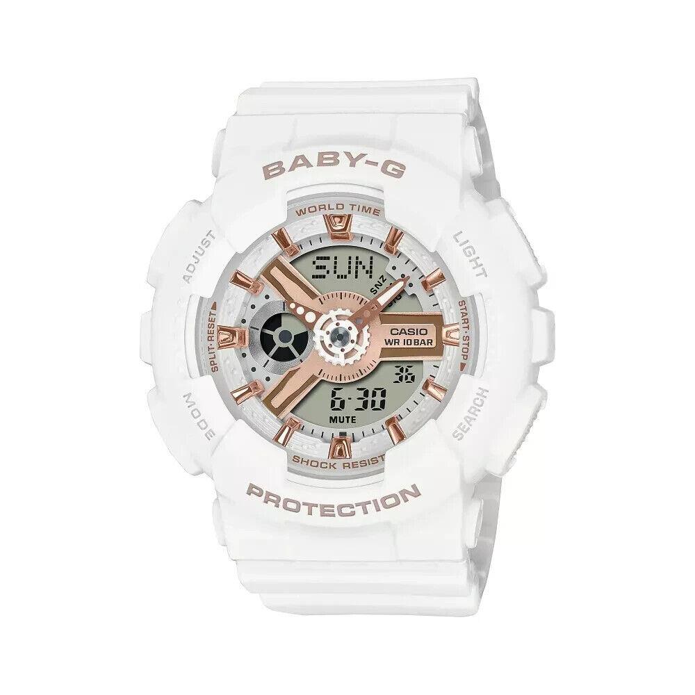 Casio Baby-g Digital-analogue White Resin Strap Women Watch BA-110XRG-7