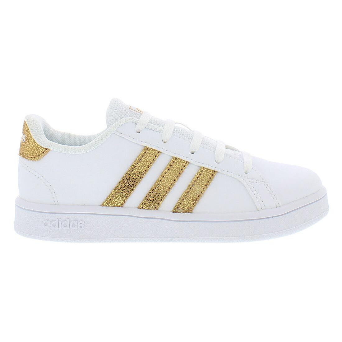 Adidas Grand Court Boys Shoes Size 13 Color: White/gold