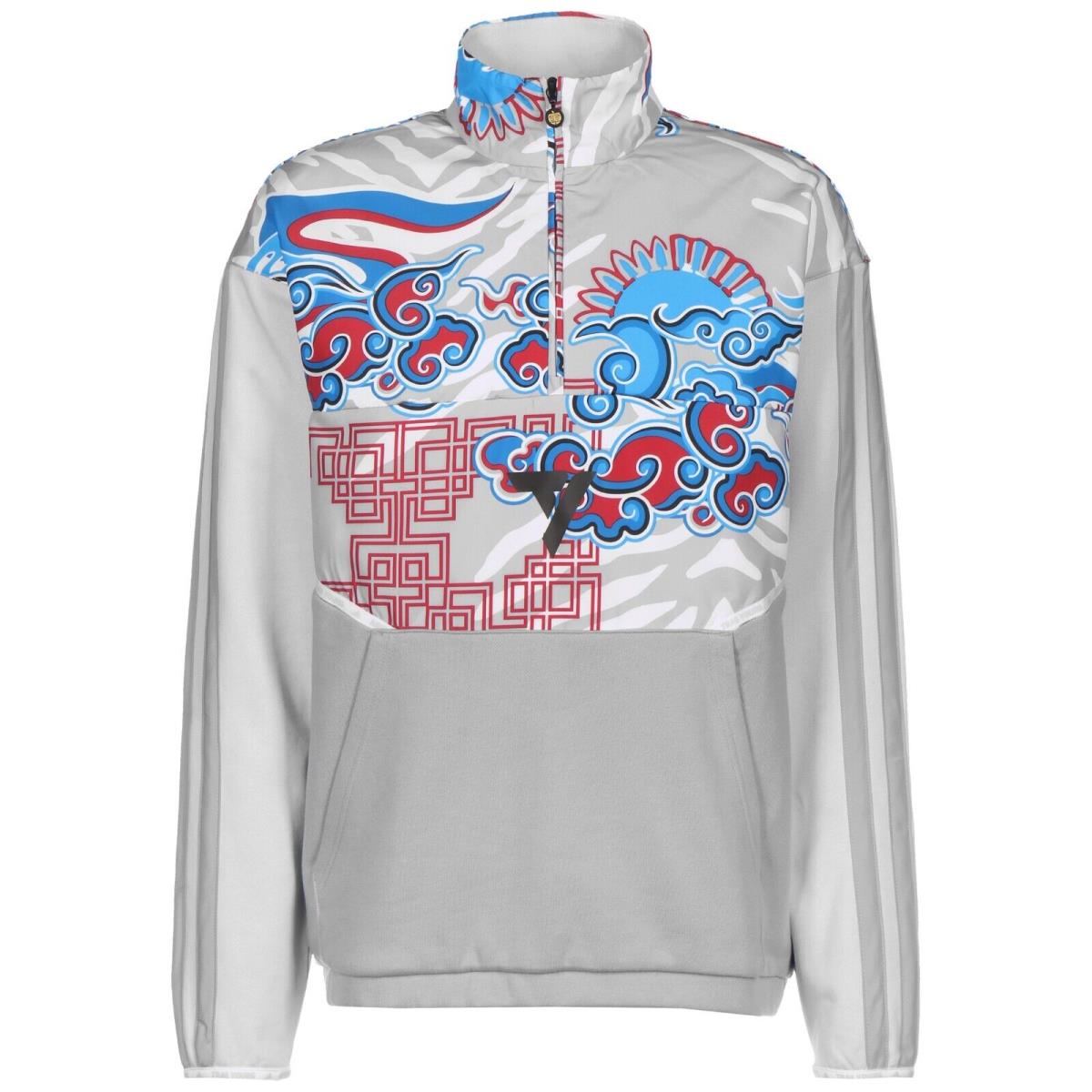 Adidas Yot Trae Pullover HB5476 Xxl Basketball 1/4 Zip Long Sleeve Grey Red Blue