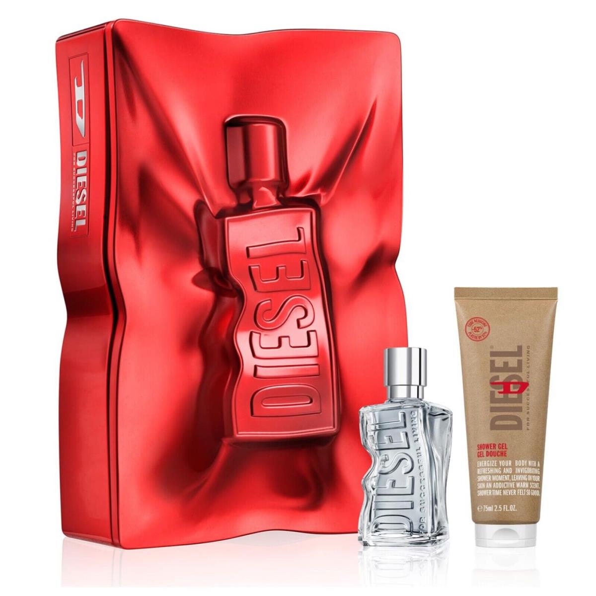 Diesel 2 PC Men`s Fragrance Gift Set 1.7 Oz Eau de Toilette 2.5 Oz Shower Gel