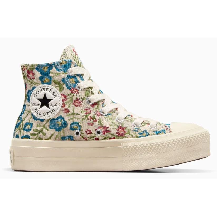 Womens Converse Chuck Taylor All Star Lift Ivory Black Floral Jacquard Shoes