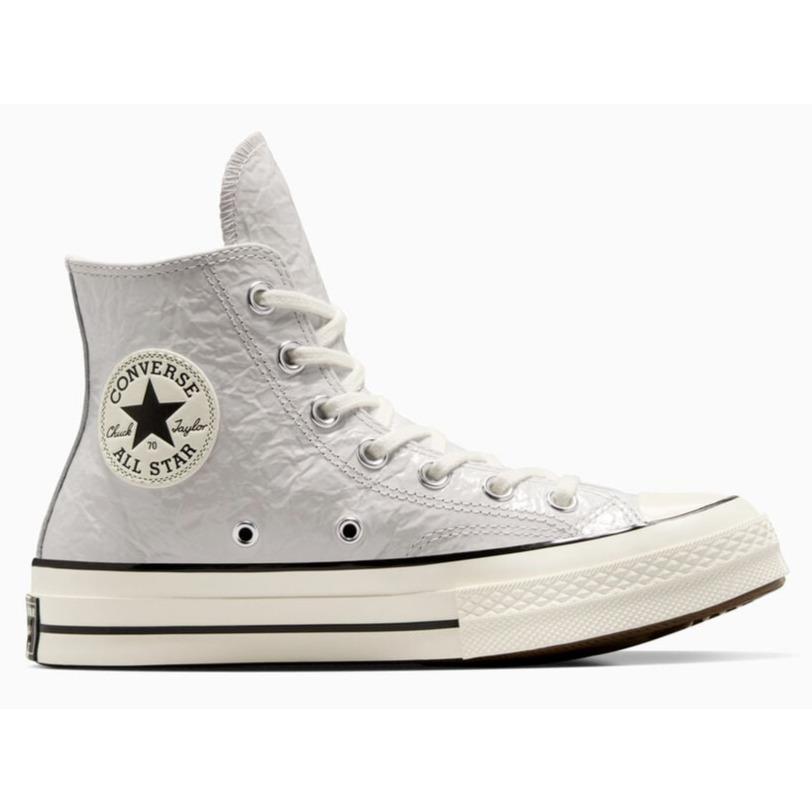 Womens Converse Chuck 70 Crinkled Barely Grey Black Leather Shoes