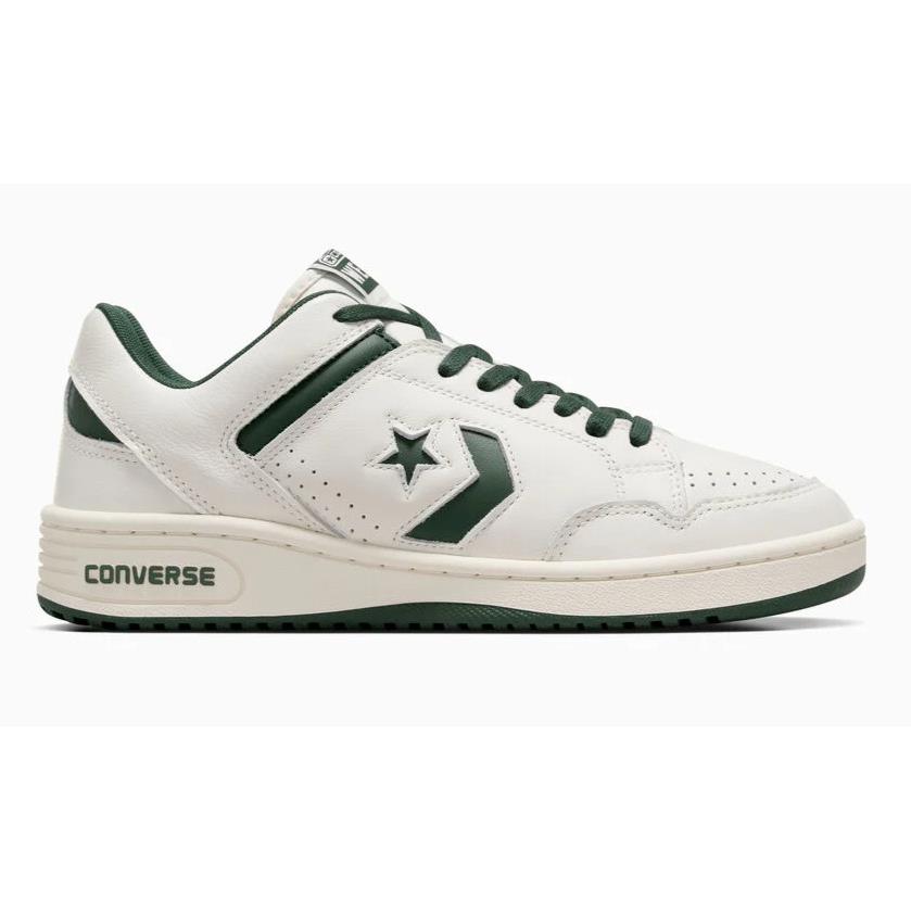 Womens Converse Weapon Green Envy White Leather Shoes