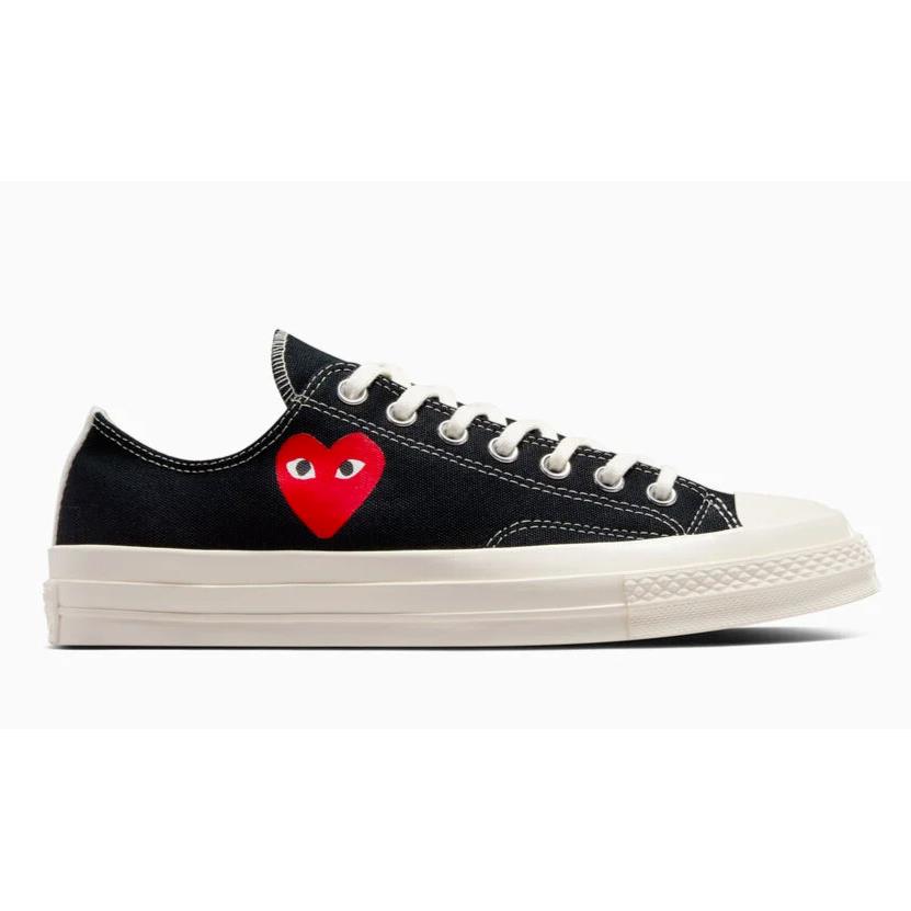 Womens Converse Play Comme Des Gar Ons Single Heart Black Egret Canvas Shoes