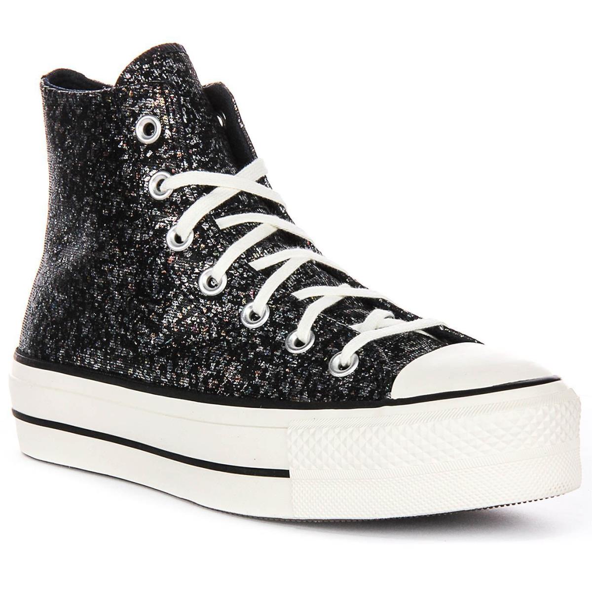 Converse A09551C All Star Hi Paltform Womens Sneaker Black Silver US 5.5 - 9