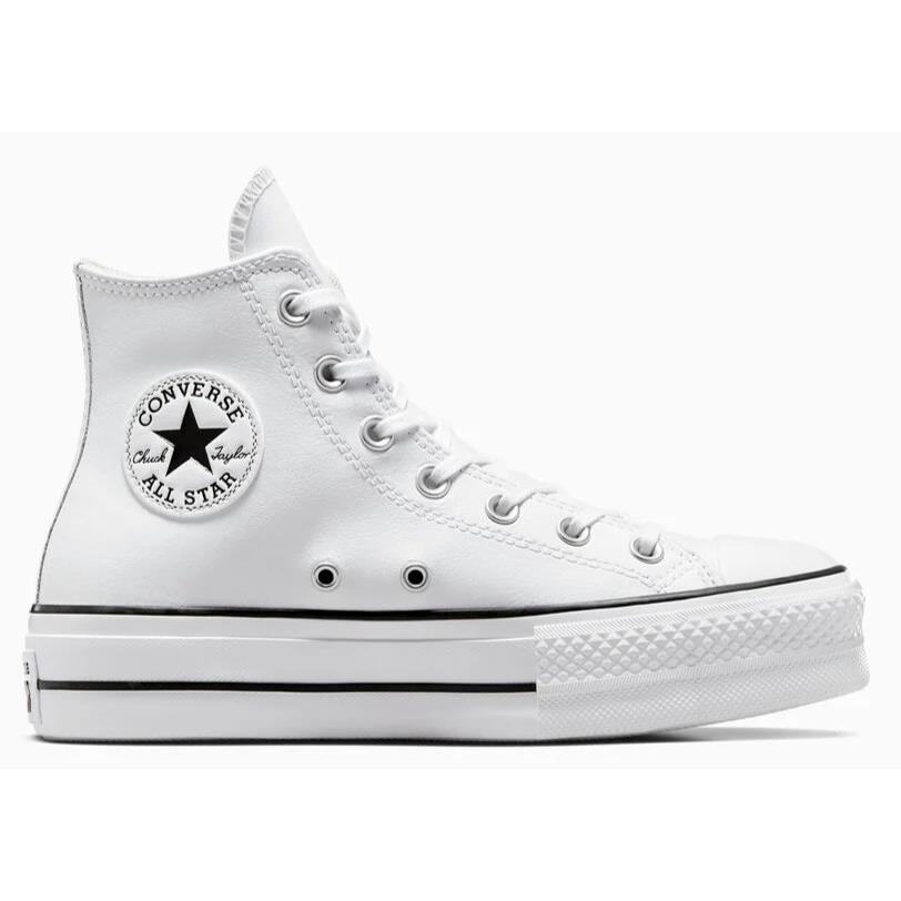 Womens Converse Chuck Taylor All Star Platform White Black Leather Shoes