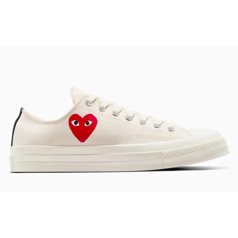 Womens Converse Play Comme Des Gar Ons Single Heart Milk Black Canvas Shoes