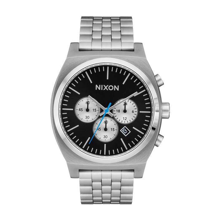 Nixon Time Teller 40mm Chronograph Stainless Steel Men`s Watch A972-5266 - Dial: Black, Band: Silver, Bezel: Silver