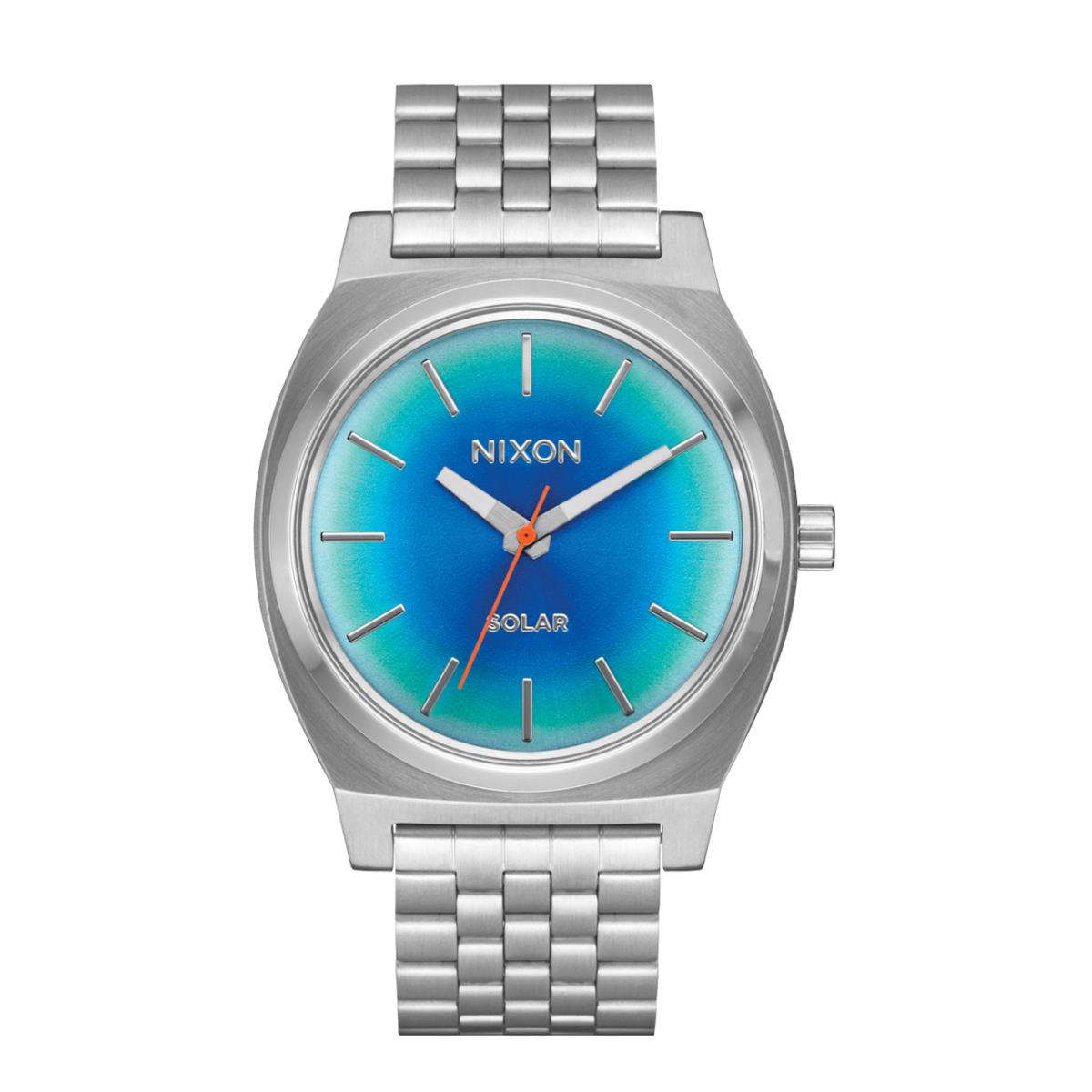 Nixon Time Teller Solar Multi Blue Dial Unisex Watch A1369-5201 - Dial: Multicolor, Band: Silver