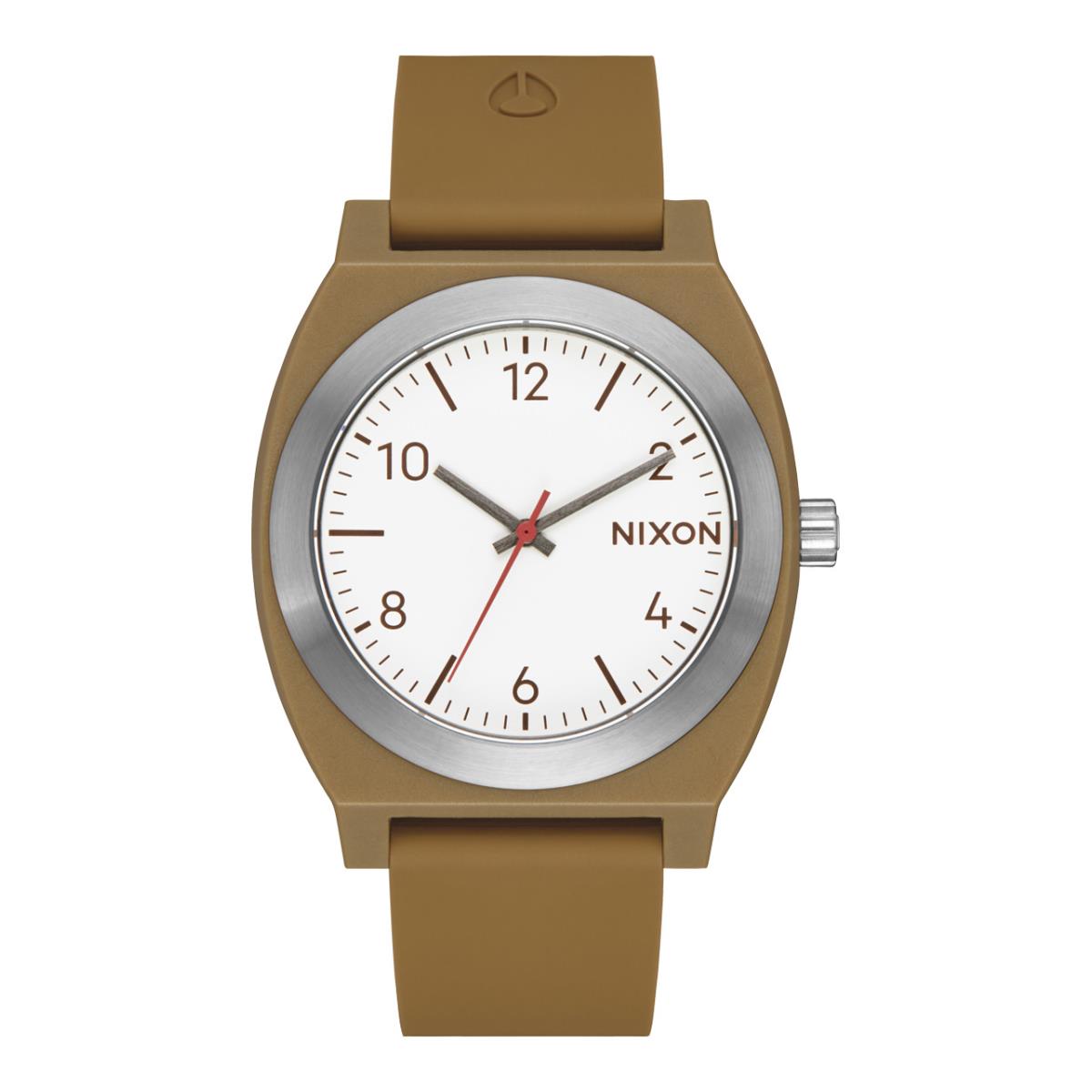 Nixon Time Teller Opp Brown Silicone Strap Unisex Watch A1361-5205 - Dial: White, Band: Brown