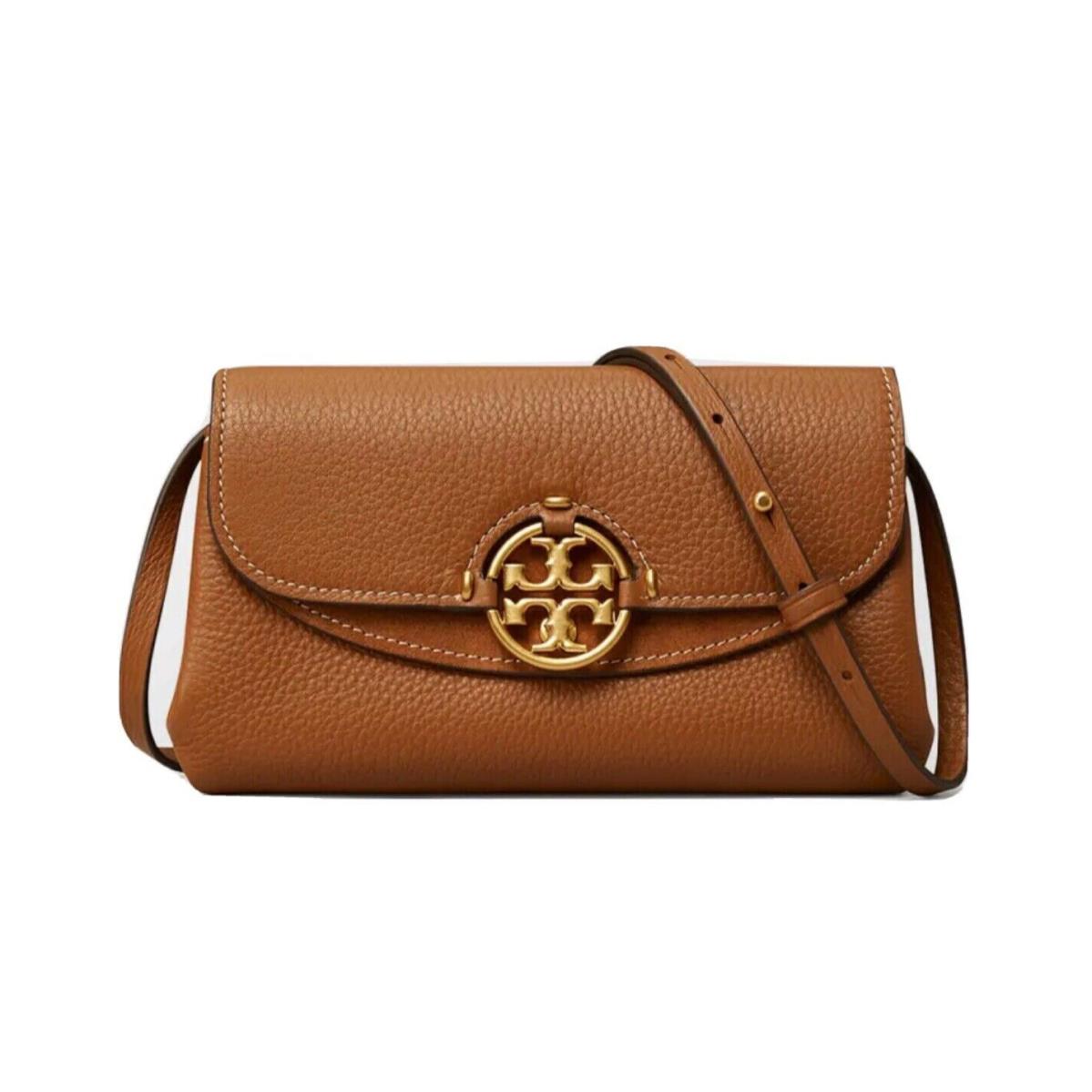 Tory Burch Miller Wallet Leather Crossbody Bag Umber Brown