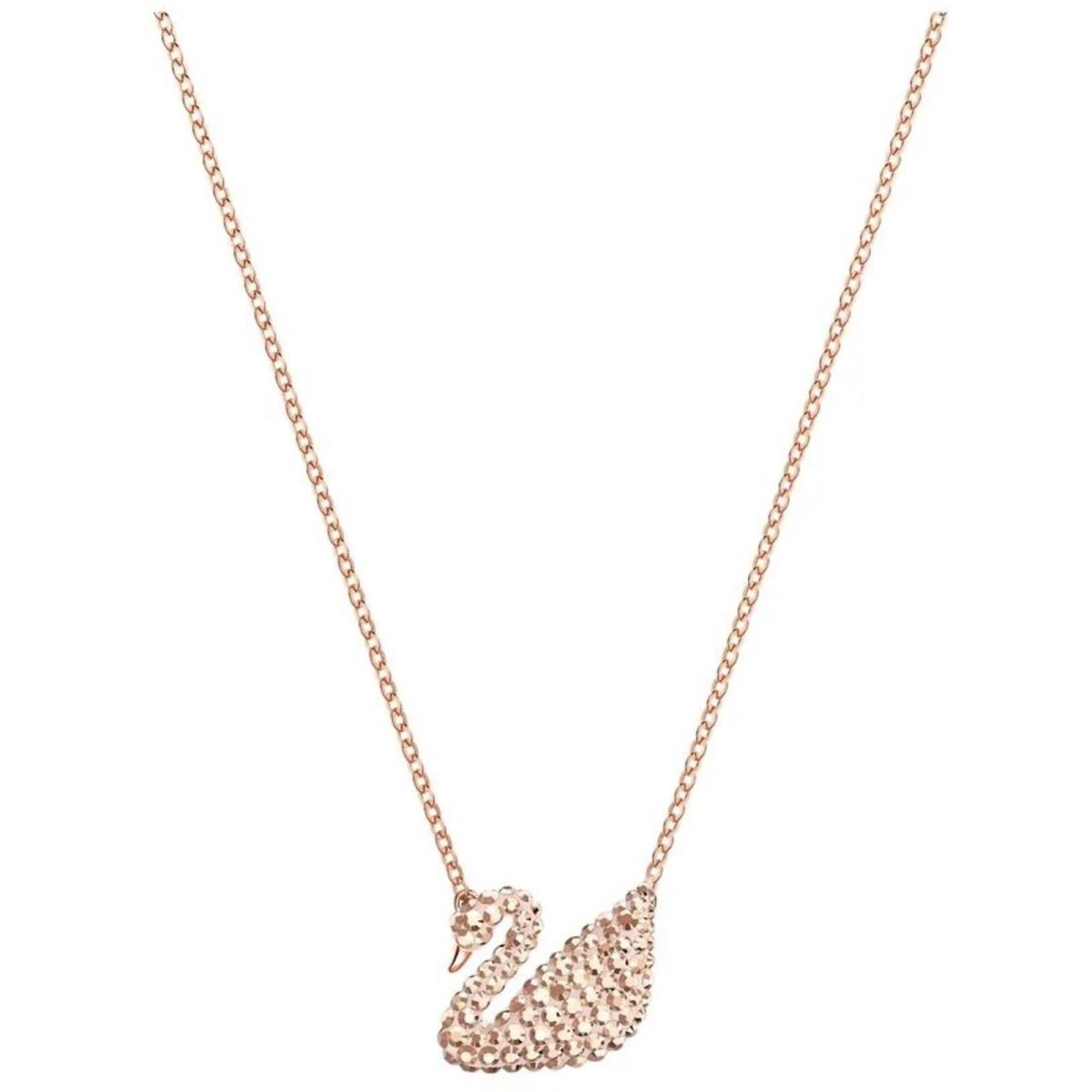 Swarovski Women`s Necklace Iconic Swan Crystal Rose Gold Plated 5368988