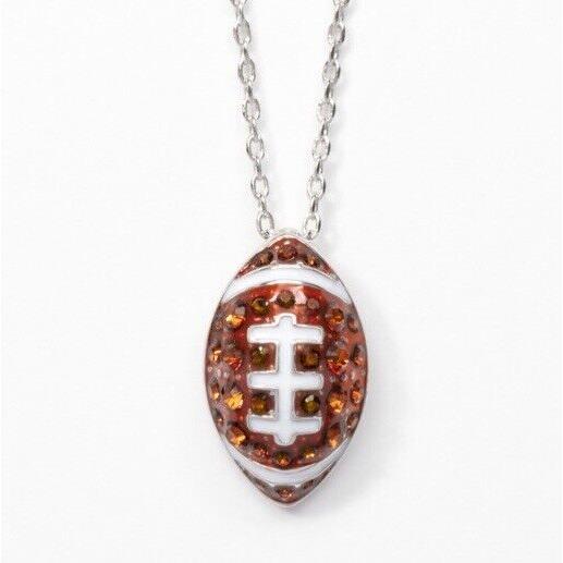 Swarovski Touchstone Crystal Necklace Football Amber Rhodium 15-18 Condition