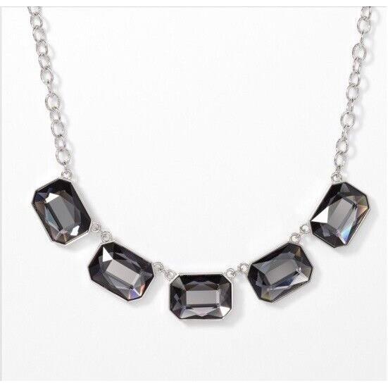 Swarovski Touchstone Crystal Necklace Black Silver Rhodium 18 Condition