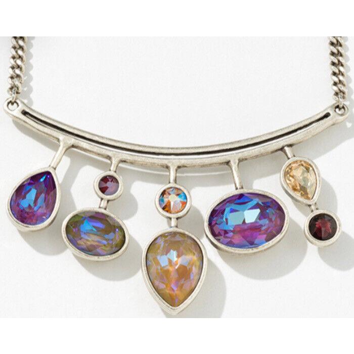 Swarovski Touchstone Crystal Necklace Multicolor Oxidized Silver 16-18 Condition