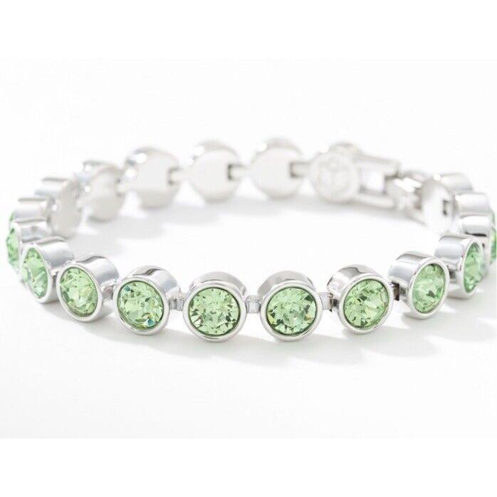 Swarovski Touchstone Crystal Bracelet Peridot 7 1/4 Rhodium