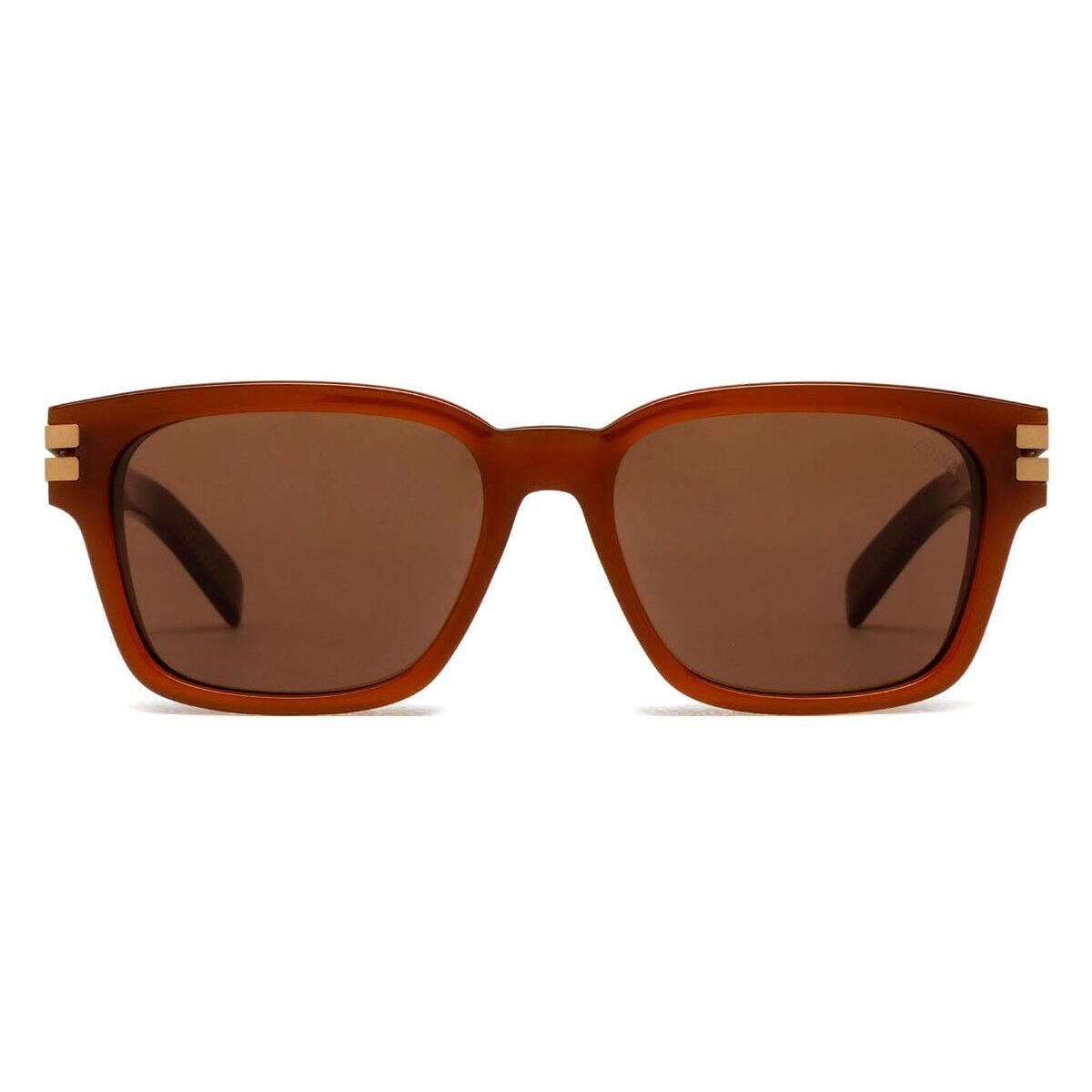 EZ0237 Men Sunglasses Shiny Light Brown 55mm by Ermenegildo Zegna