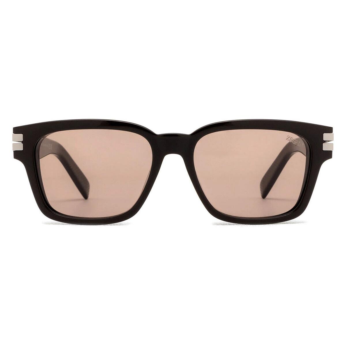 EZ0237 Men Sunglasses Shiny Dark Brown 55mm by Ermenegildo Zegna