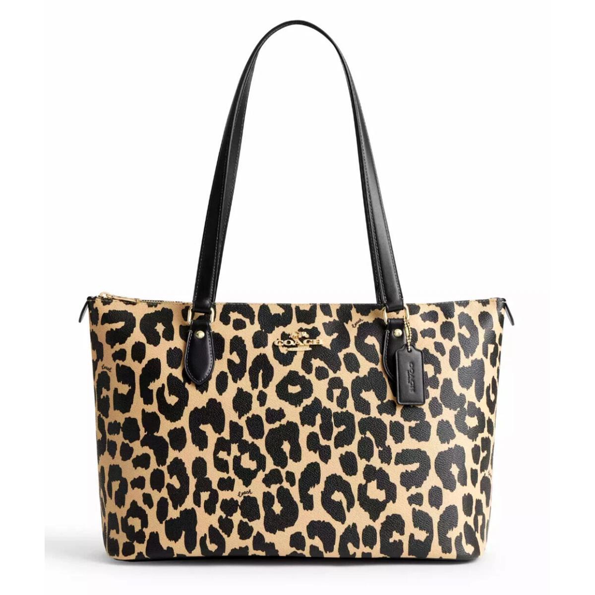 Coach CY347 Gallery Tote Bag with Leopard Print Multi