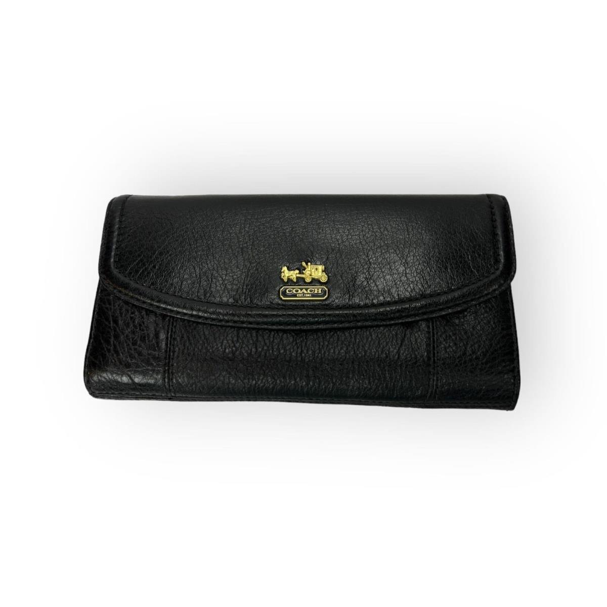 Coach Black Leather Madison Tri Slim Envelope Wallet