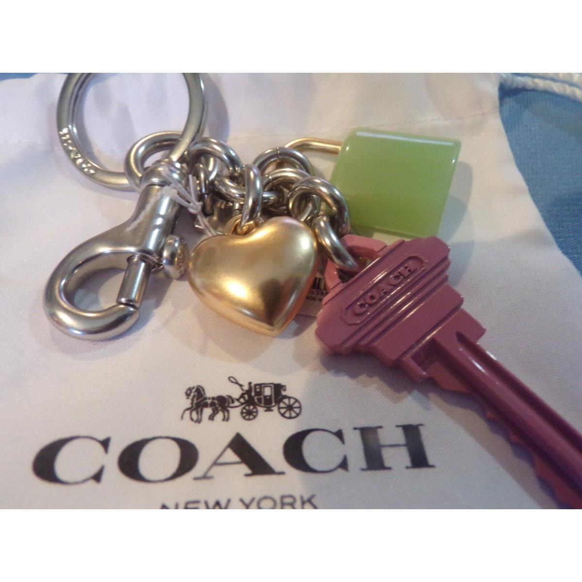 Coach House Key Keyring Keychain with 4 Charms Pouch Total L 5.5 B752