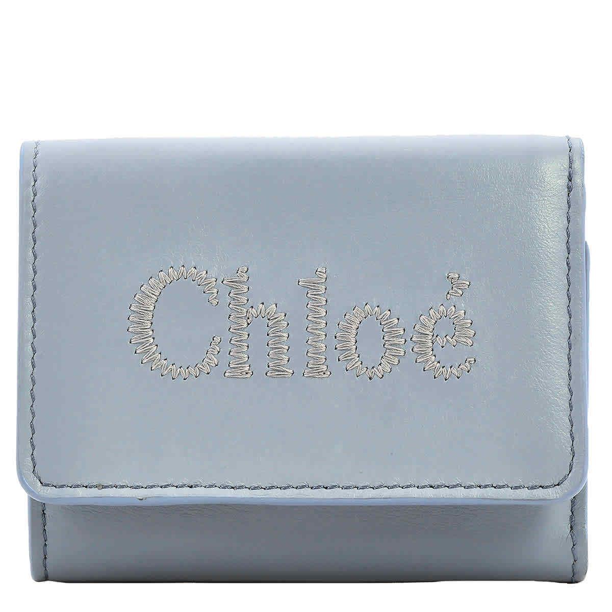 Chloe Ladies Storm Blue Trifold Leather Wallet CHC23AP875I10